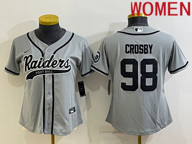 Women Oakland Raiders #98 Crosby Grey 2022 Nike Co branded NFL Jerseys->women nfl jersey->Women Jersey